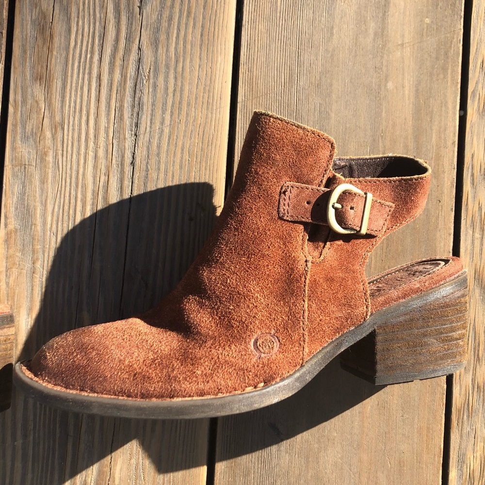 BORN brown leather booties